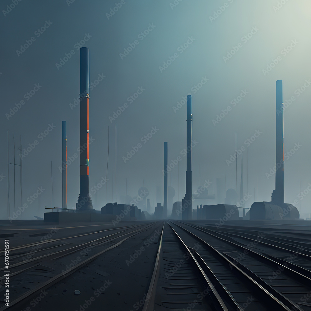 Fototapeta premium futuristic technological gloomy future of our planet, illustration Ai