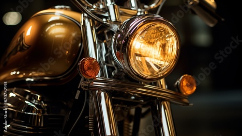 the radiance of luxury with a close-up view of a bike's opulent lighting © ra0