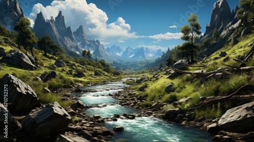 Serene Escapes: Captivating Views of Nature's Majesty in Mountainous Landscapes, generative AI