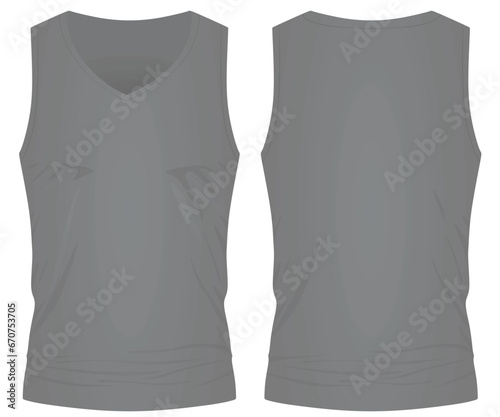 Grey  sleeveless t shirt. vector illustration