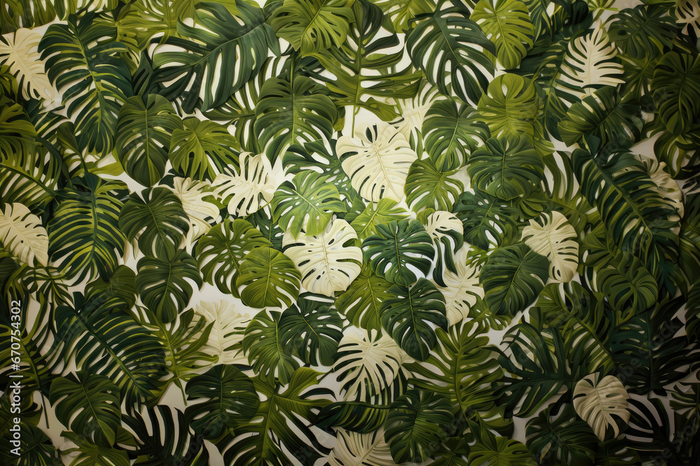 Lush Green Tropical Monstera Leaves wallpaper Lush Green Tropical Monstera Leaves wallpaper