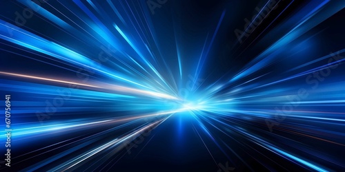 Abstract blue background with lens flare and rays of light, Generative AI illustrations.
