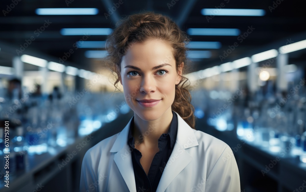Portrait of a female scientist in a high-tech laboratory Portrait of a female scientist in a high-tech laboratory