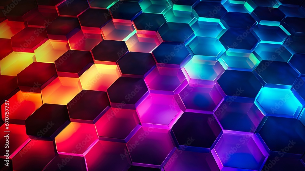 colorful background with hexagon honeycomb shape texture pattern, multicolored neon wallpaper colorful background with hexagon honeycomb shape texture pattern, multicolored neon wallpaper