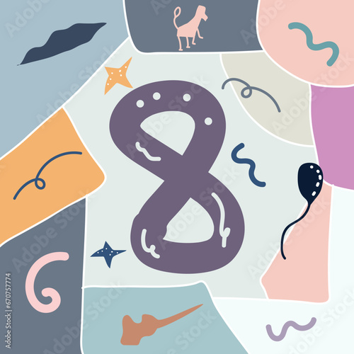 soft dark purple color number eight background, for kids