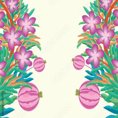 illustration of purple flowers on a soft cream background