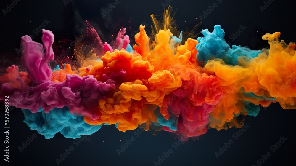 colourful abstract background with splash of paint, multicolored wallpaper - obrazy, fototapety, plakaty 