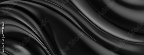 Abstract background with wavy folded surface in black colors