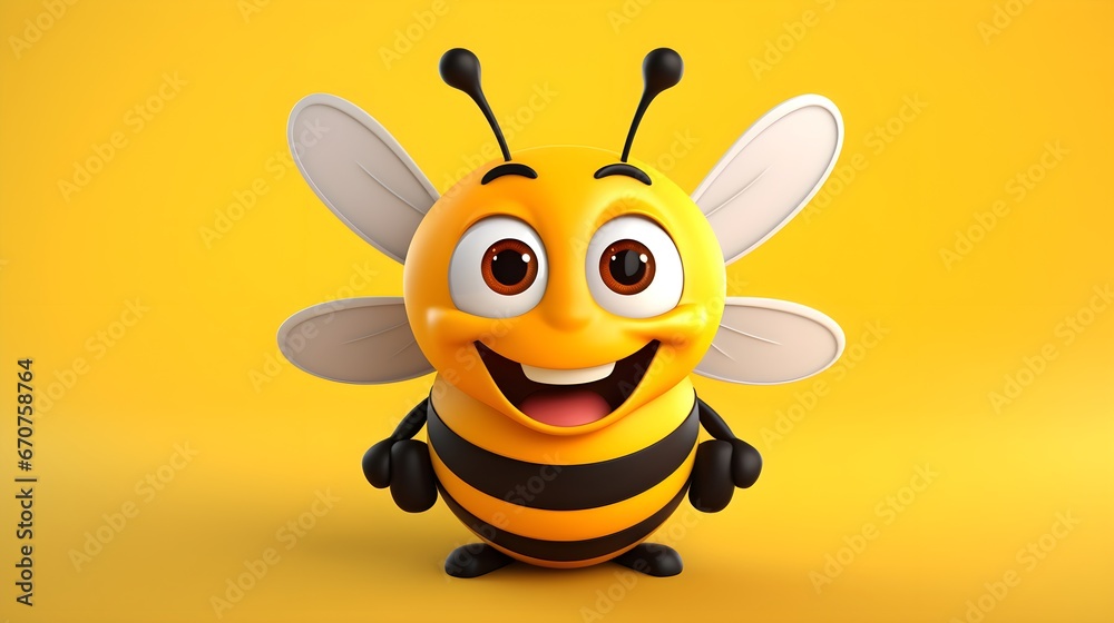 Cute Bee Portrait Wallpaper with Soft Gradient Background