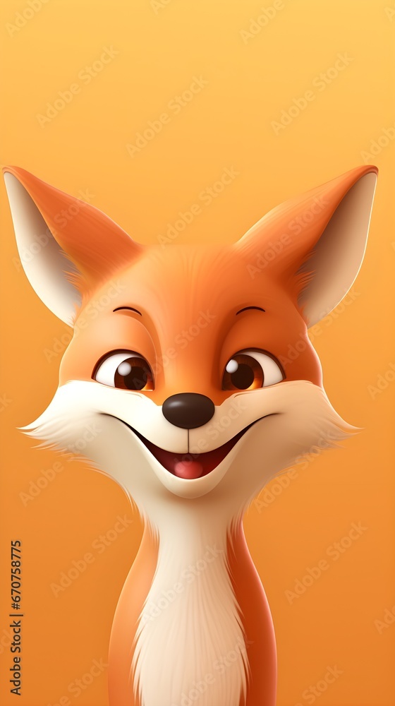Obraz premium Cute Fox Portrait Wallpaper with Soft Gradient Background