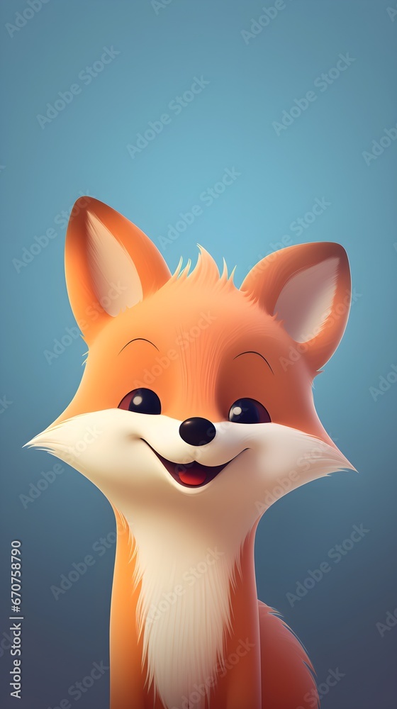Obraz premium Cute Fox Portrait Wallpaper with Soft Gradient Background