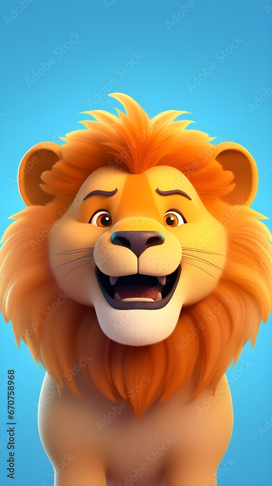Obraz premium Adorable Lion Portrait Wallpaper with Soft Gradient Background
