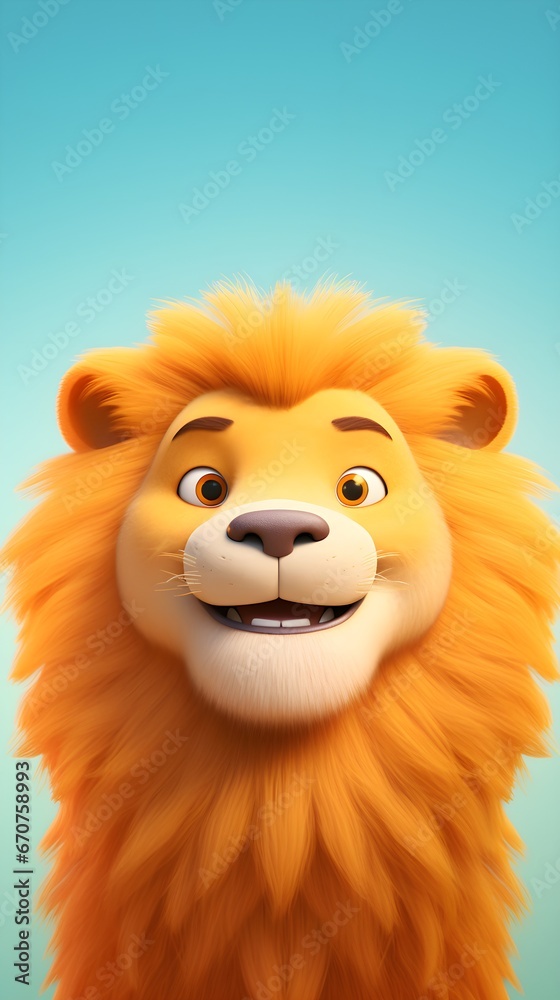 Adorable Lion Portrait Wallpaper with Soft Gradient Background