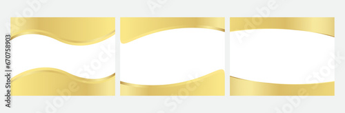 gold decoration frame wavy shape set