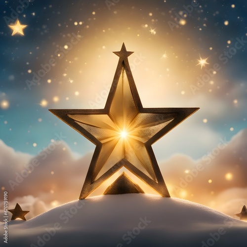 Estrella de Navidad y Estrella de Belén Dorada y Estrella de Luz de Metal photo