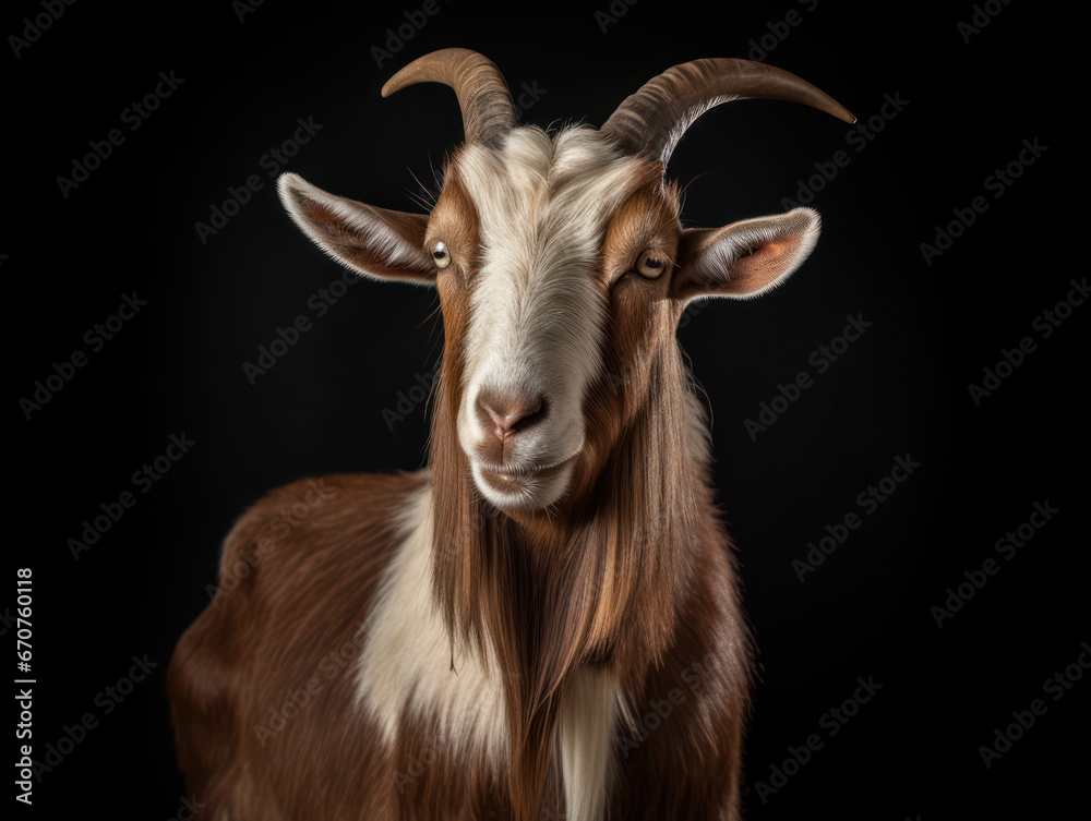 Ibex Studio Shot Isolated on Clear Black Background, Generative AI Ibex Studio Shot Isolated on Clear Black Background, Generative AI