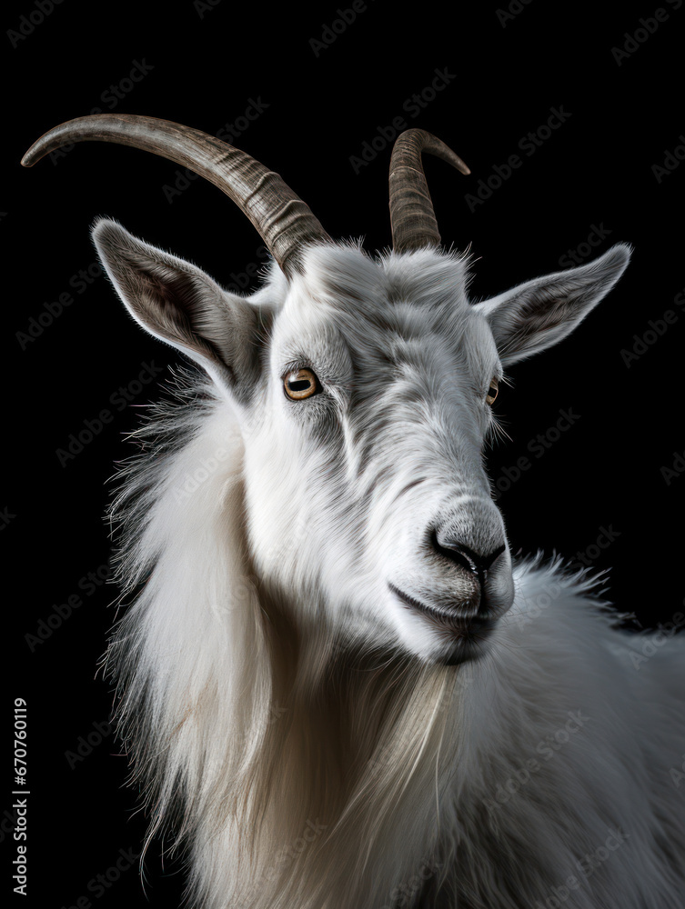 Ibex Studio Shot Isolated on Clear Black Background, Generative AI Ibex Studio Shot Isolated on Clear Black Background, Generative AI