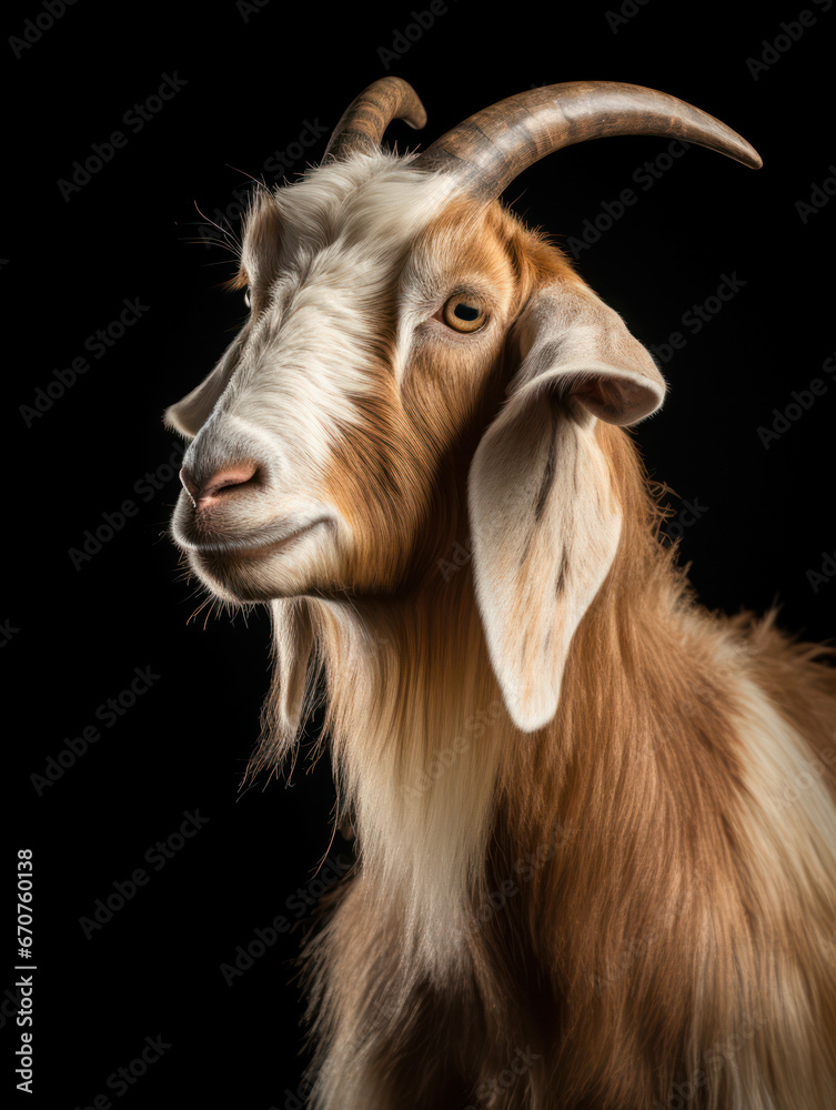 Ibex Studio Shot Isolated on Clear Black Background, Generative AI Ibex Studio Shot Isolated on Clear Black Background, Generative AI