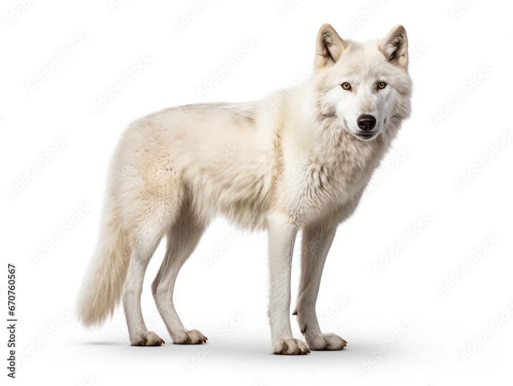 Arctic Wolf Studio Shot Isolated on Clear White Background, Generative AI Arctic Wolf Studio Shot Isolated on Clear White Background, Generative AI