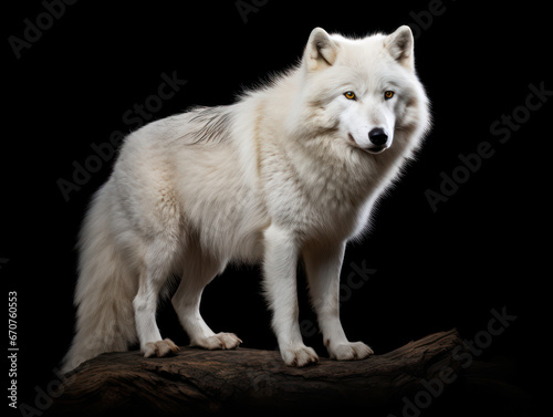 Arctic Wolf Studio Shot Isolated on Clear Black Background  Generative AI