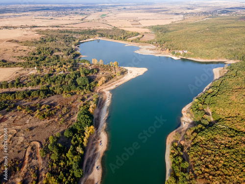 Fototapeta Naklejka Na Ścianę i Meble -  Aerial view of The Forty Springs Reservoir, Bulgaria