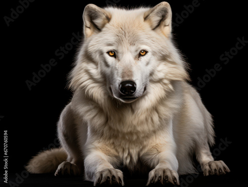 Arctic Wolf Studio Shot Isolated on Clear Black Background  Generative AI