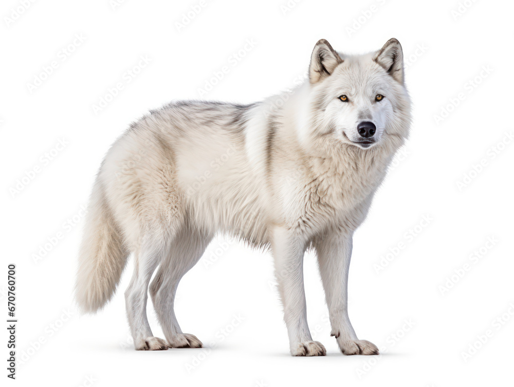 Arctic Wolf Studio Shot Isolated on Clear White Background, Generative AI Arctic Wolf Studio Shot Isolated on Clear White Background, Generative AI