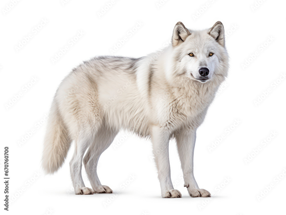 Arctic Wolf Studio Shot Isolated on Clear White Background, Generative AI