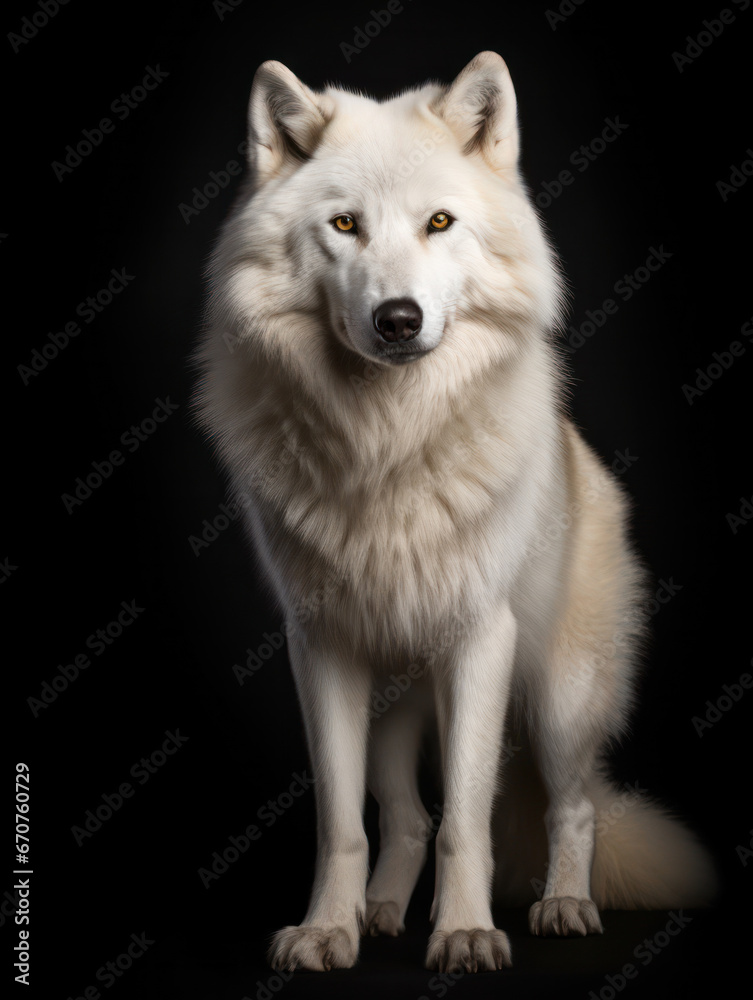 Arctic Wolf Studio Shot Isolated on Clear Black Background, Generative AI Arctic Wolf Studio Shot Isolated on Clear Black Background, Generative AI