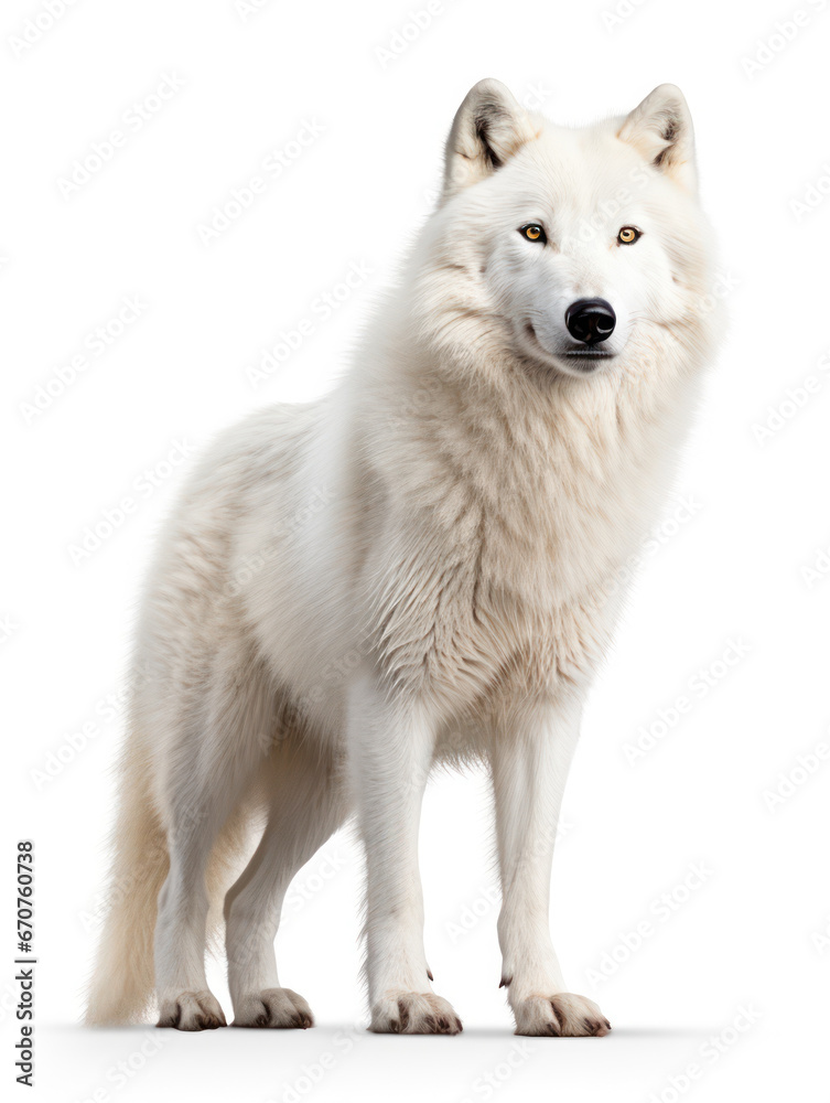 Arctic Wolf Studio Shot Isolated on Clear White Background, Generative AI Arctic Wolf Studio Shot Isolated on Clear White Background, Generative AI
