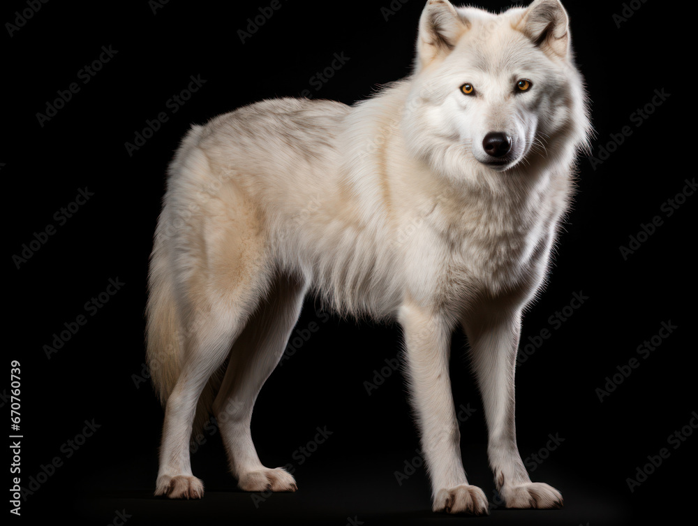 Arctic Wolf Studio Shot Isolated on Clear Black Background, Generative AI Arctic Wolf Studio Shot Isolated on Clear Black Background, Generative AI