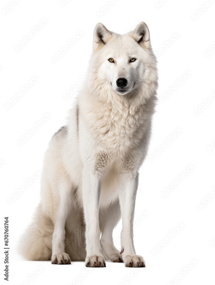 Arctic Wolf Studio Shot Isolated on Clear White Background, Generative AI Arctic Wolf Studio Shot Isolated on Clear White Background, Generative AI