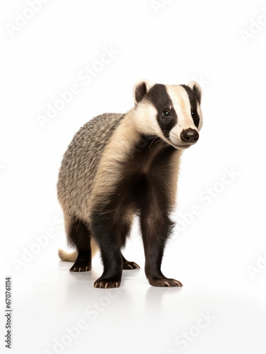 Badger Studio Shot Isolated on Clear White Background, Generative AI