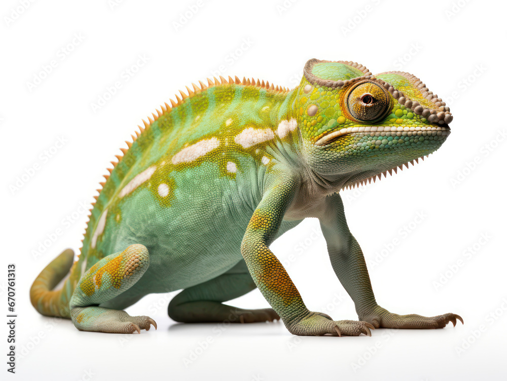 Fototapeta premium Chameleon Studio Shot Isolated on Clear White Background, Generative AI