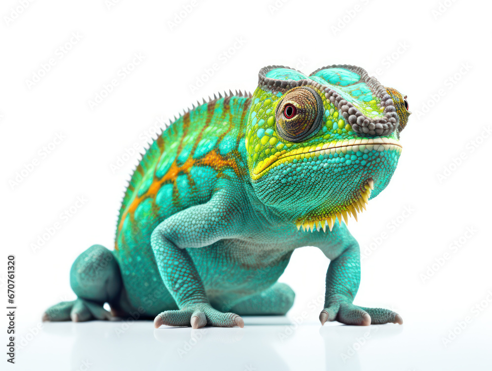 Chameleon Studio Shot Isolated on Clear White Background, Generative AI Chameleon Studio Shot Isolated on Clear White Background, Generative AI