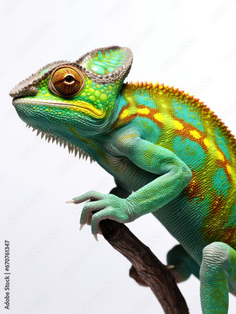 Obraz premium Chameleon Studio Shot Isolated on Clear White Background, Generative AI
