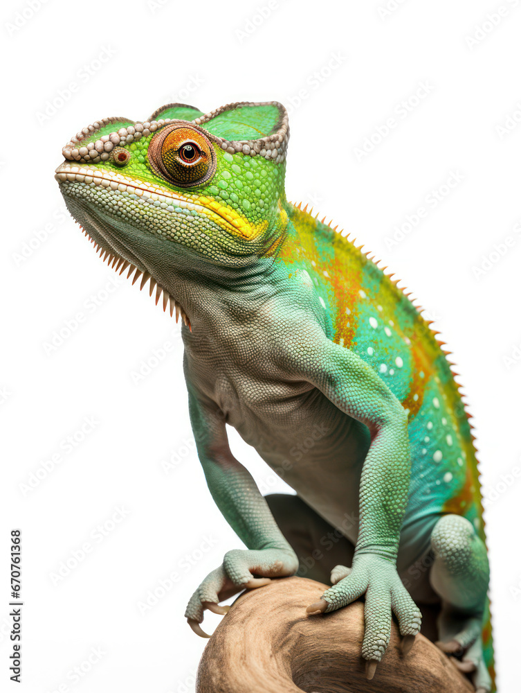 Obraz premium Chameleon Studio Shot Isolated on Clear White Background, Generative AI