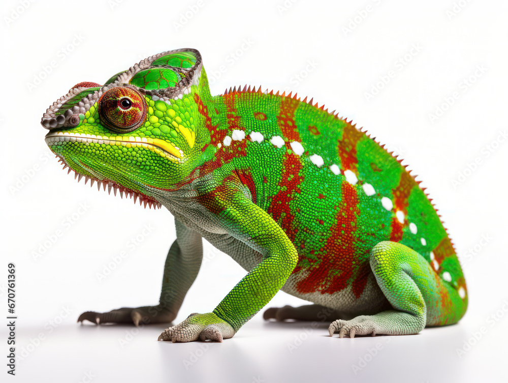 Obraz premium Chameleon Studio Shot Isolated on Clear White Background, Generative AI