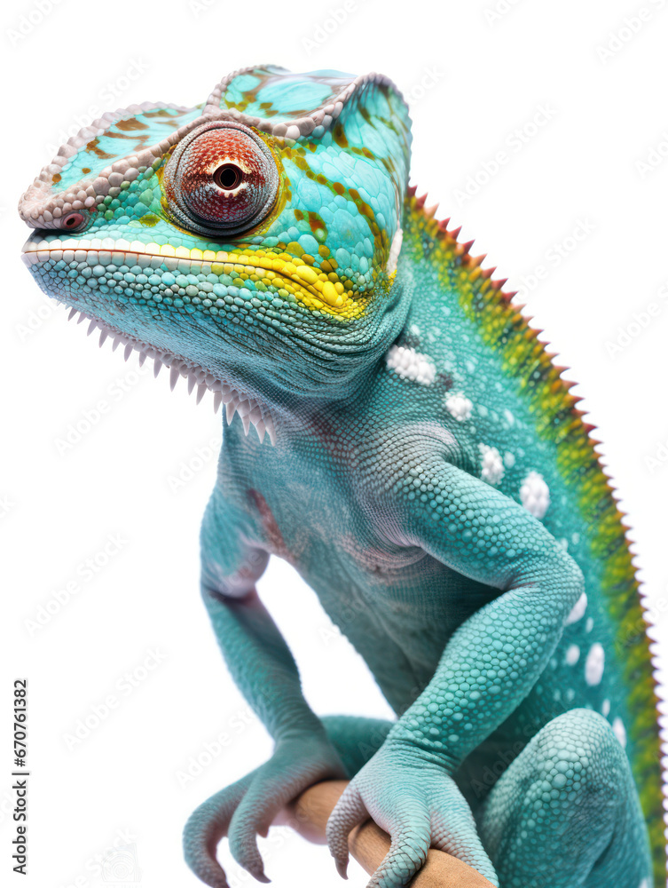 Obraz premium Chameleon Studio Shot Isolated on Clear White Background, Generative AI