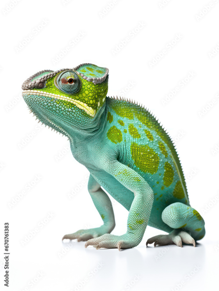 Fototapeta premium Chameleon Studio Shot Isolated on Clear White Background, Generative AI