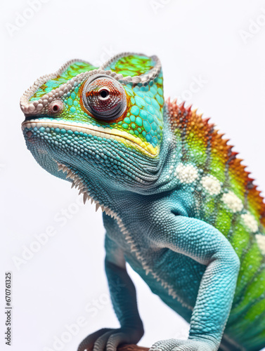 Chameleon Studio Shot Isolated on Clear White Background  Generative AI