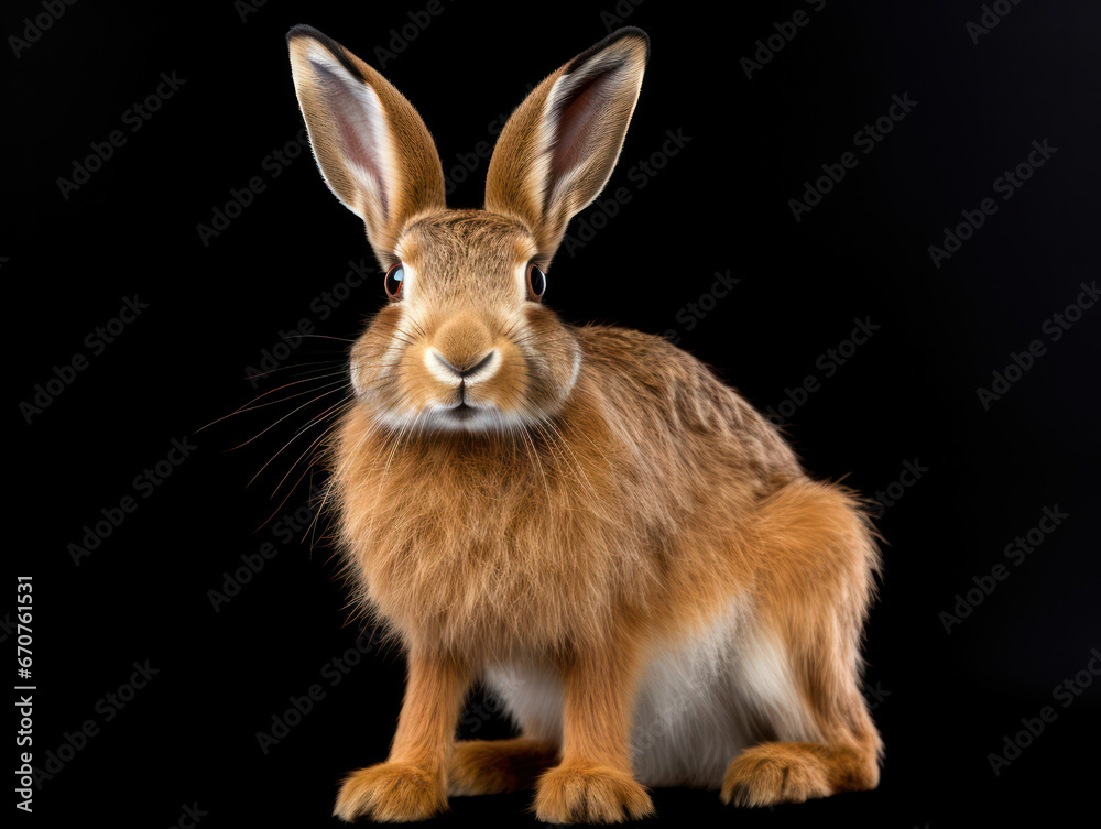Obraz premium Hare Studio Shot Isolated on Clear Black Background, Generative AI