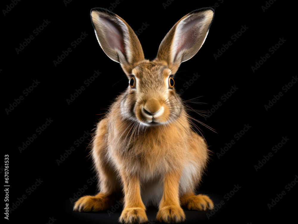 Obraz premium Hare Studio Shot Isolated on Clear Black Background, Generative AI