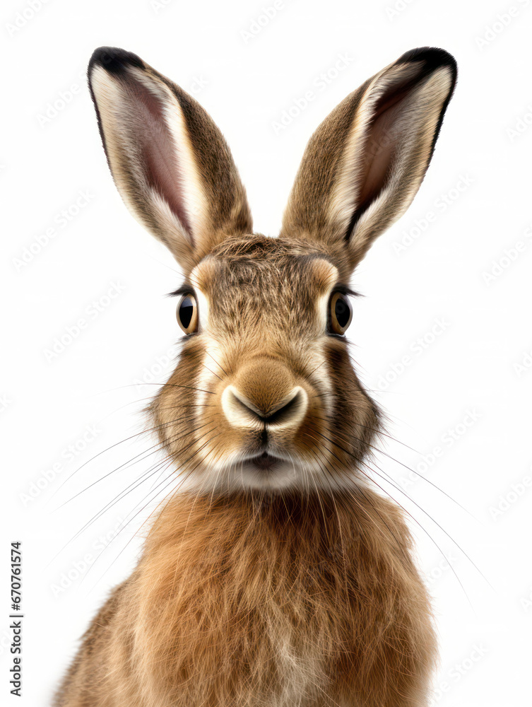 Obraz premium Hare Studio Shot Isolated on Clear White Background, Generative AI