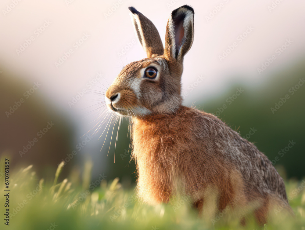 Fototapeta premium Hare Studio Shot Isolated on Clear White Background, Generative AI