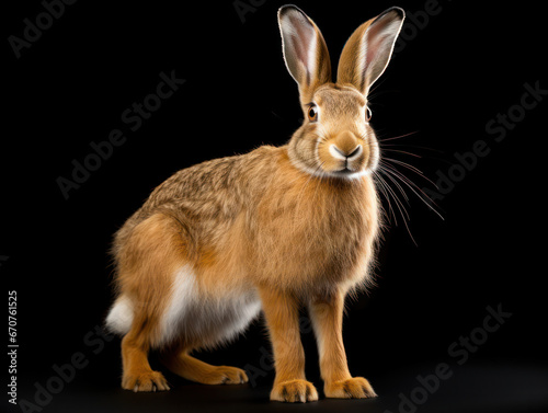 Hare Studio Shot Isolated on Clear Black Background  Generative AI