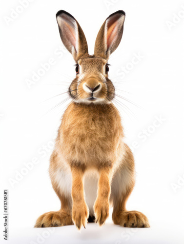 Hare Studio Shot Isolated on Clear White Background  Generative AI