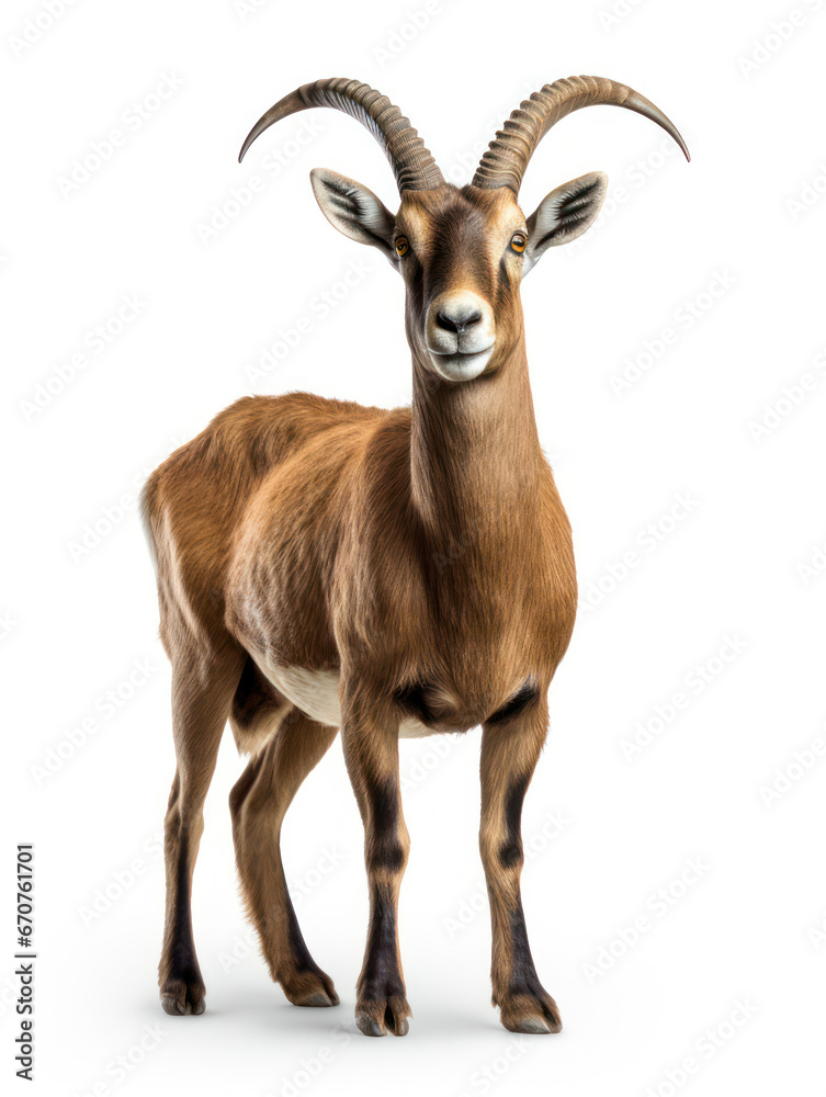 Ibex Studio Shot Isolated on Clear White Background, Generative AI Ibex Studio Shot Isolated on Clear White Background, Generative AI