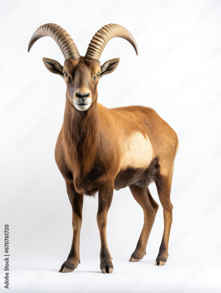 Ibex Studio Shot Isolated on Clear White Background, Generative AI Ibex Studio Shot Isolated on Clear White Background, Generative AI