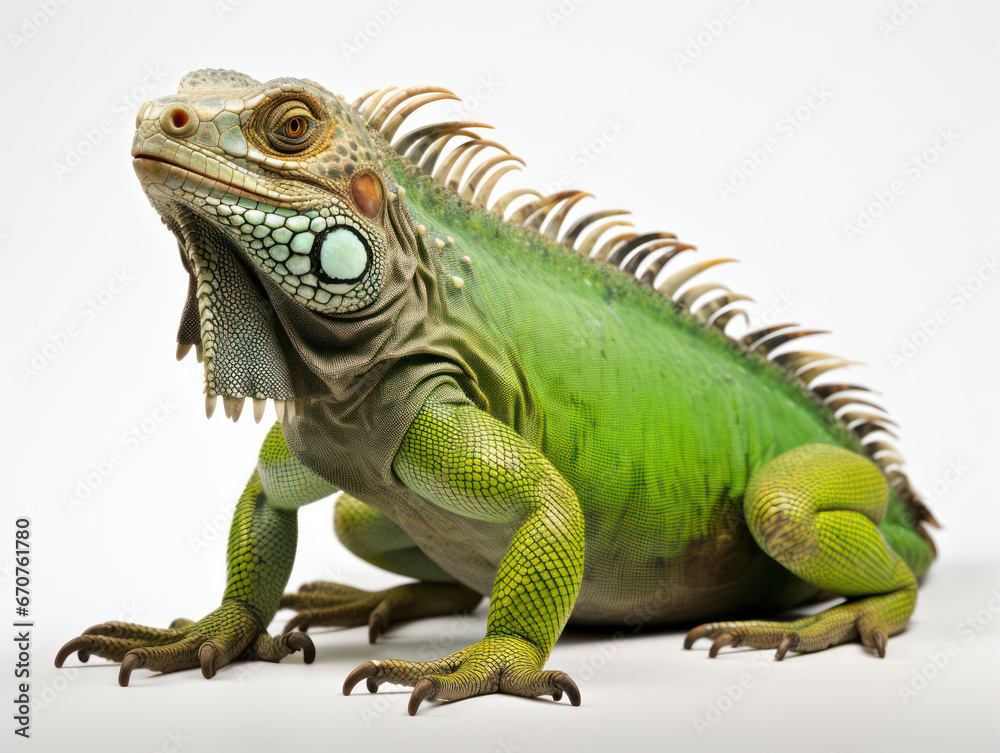 Fototapeta premium Iguana Studio Shot Isolated on Clear White Background, Generative AI